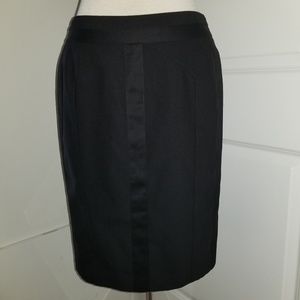 Ann Taylor tuxedo silky black pencil skirt